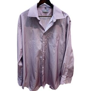 ECCOLO mens 18l button down dress shirt in purple small checkered pattern